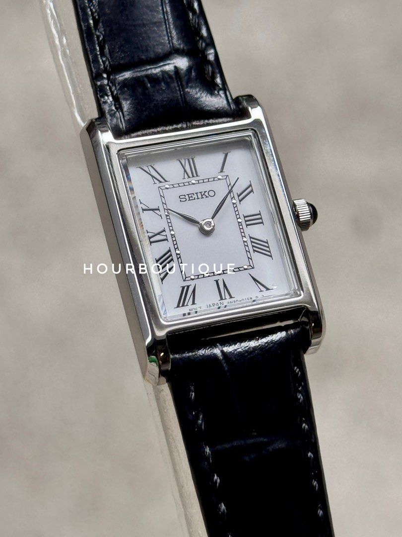 Brand New Seiko Tank Ladies White Roman Dial Sapphire Crystal Quartz Watch SWR107P1