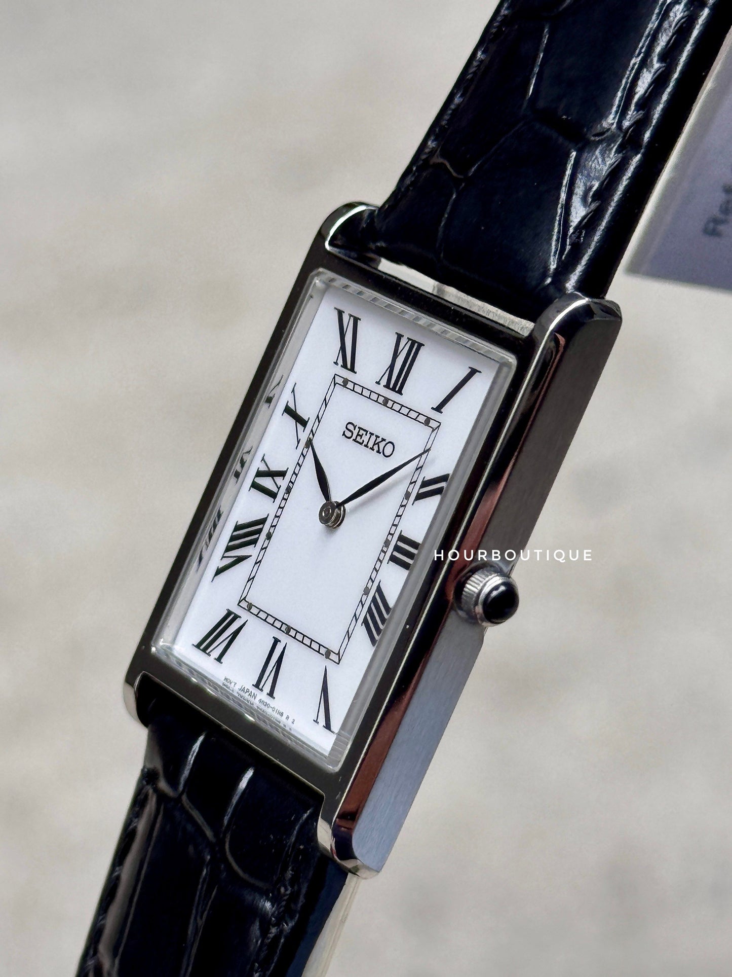 Brand New Seiko “tank” White Roman Dial Quartz Watch SWR103P1