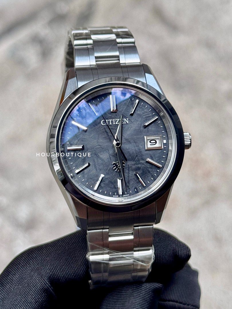 Brand New The Citizen Black Meteorite Dial Eco-Drive Super Titanium 38mmk Watch AQ4100-57E