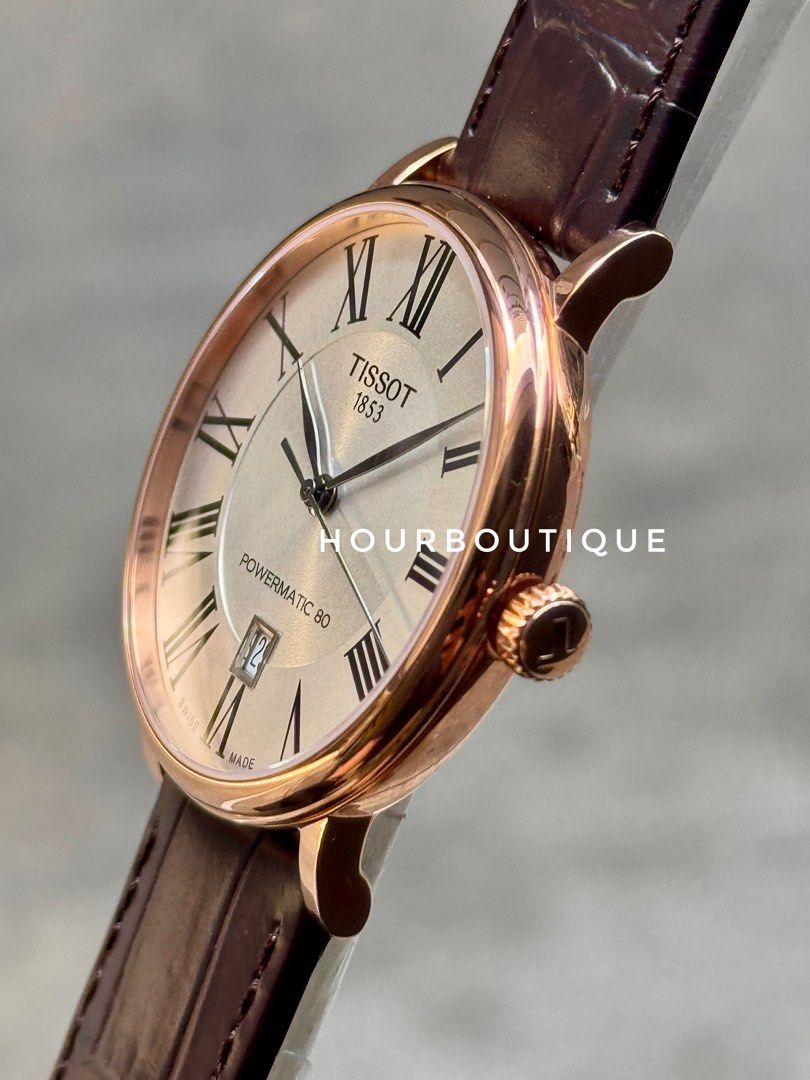 Brand New Tissot Classics Rose Gold Case, Powermatic 80 Dress Watch T122.407.36.033.00