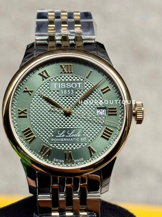Brand New Tissot Le Locle Green Dial Two Tone Powermatic 80 Watch T006.407.22.093.00