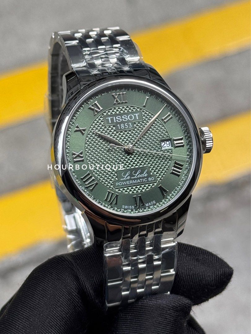 Brand New Tissot Le Locle Green Dial Powermatic 80 Watch T006.407.11.093.00