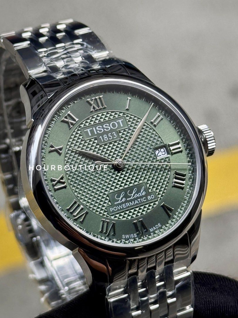 Brand New Tissot Le Locle Green Dial Powermatic 80 Watch T006.407.11.093.00