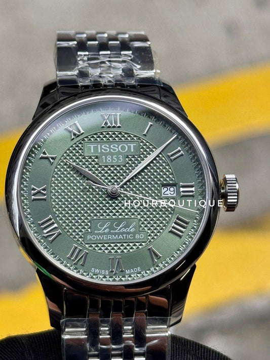 Brand New Tissot Le Locle Green Dial Powermatic 80 Watch T006.407.11.093.00