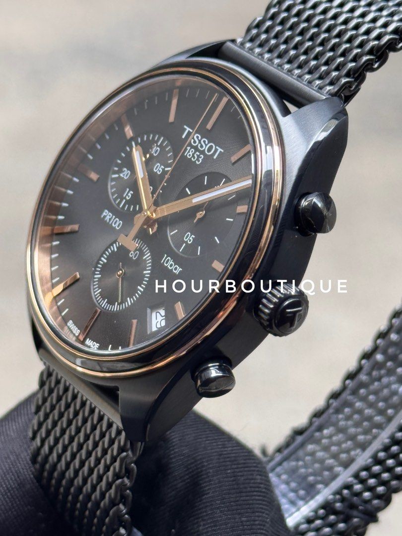 Brand New Tissot PR100 PVD Black Case Swiss Made Chronograph Watch T101.417.23.067.00