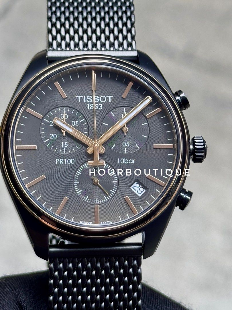 Brand New Tissot PR100 PVD Black Case Swiss Made Chronograph Watch T101.417.23.067.00