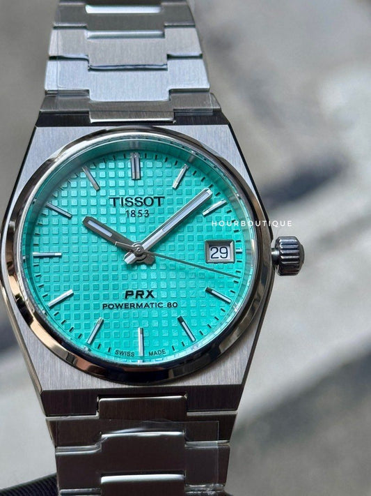 Brand New Tissot PRX 35 Mint Green Powermatic 80 Swiss Made Watch T137.207.091.11.01