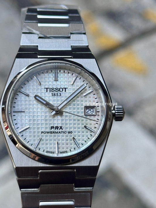 Brand New Tissot PRX 35 Pearl Dial Powermatic 80 Swiss Made Watch T137.207.11.111.00