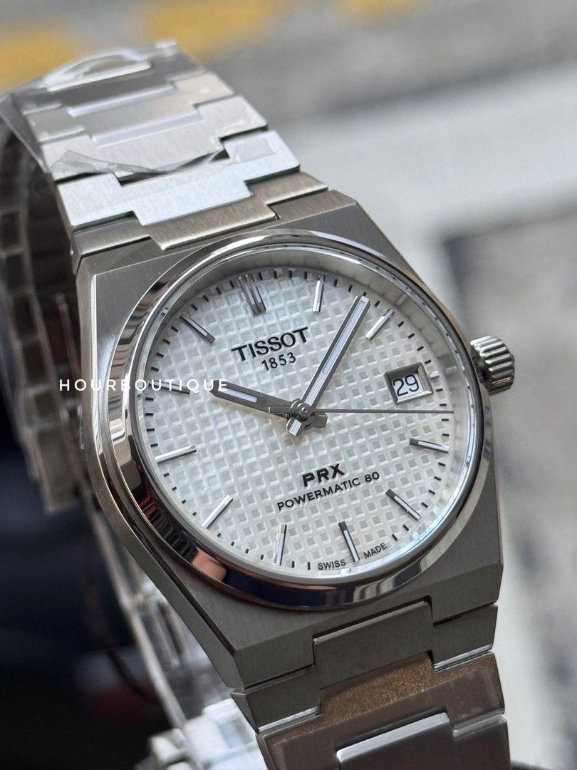 Brand New Tissot PRX 35 Pearl Dial Powermatic 80 Swiss Made Watch T137.207.11.111.00