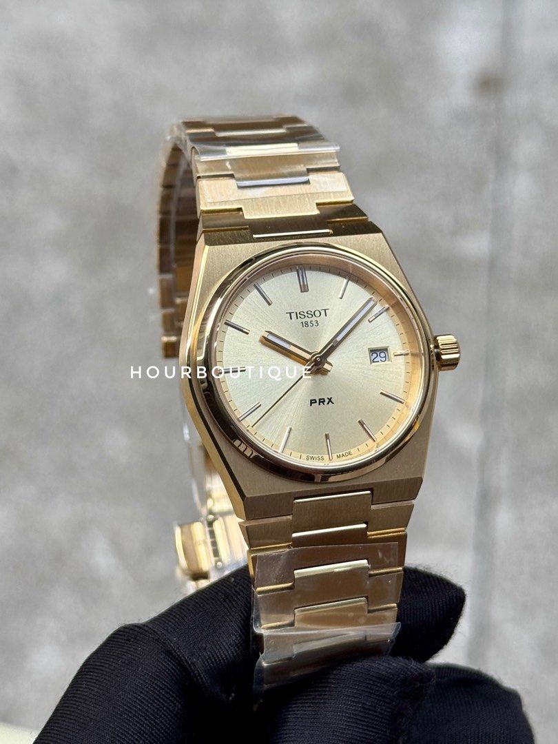 Brand New Tissot PRX 35 Quartz Gold case Watch T137.210.33.