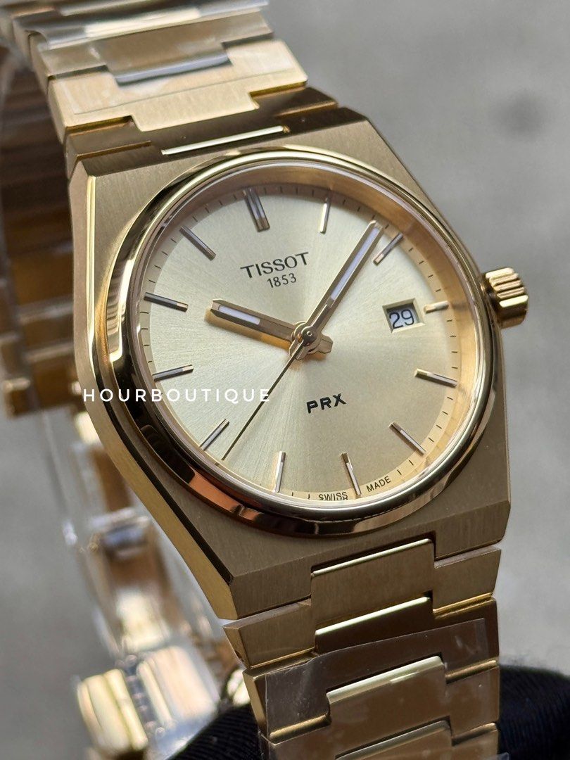 Brand New Tissot PRX 35 Quartz Gold case Watch T137.210.33.