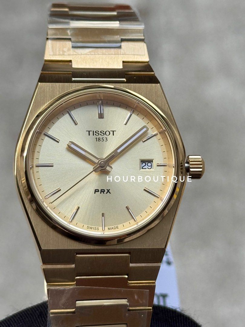 Brand New Tissot PRX 35 Quartz Gold case Watch T137.210.33.