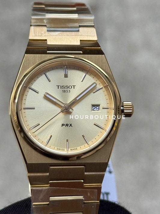 Brand New Tissot PRX 35 Quartz Gold case Watch T137.210.33.