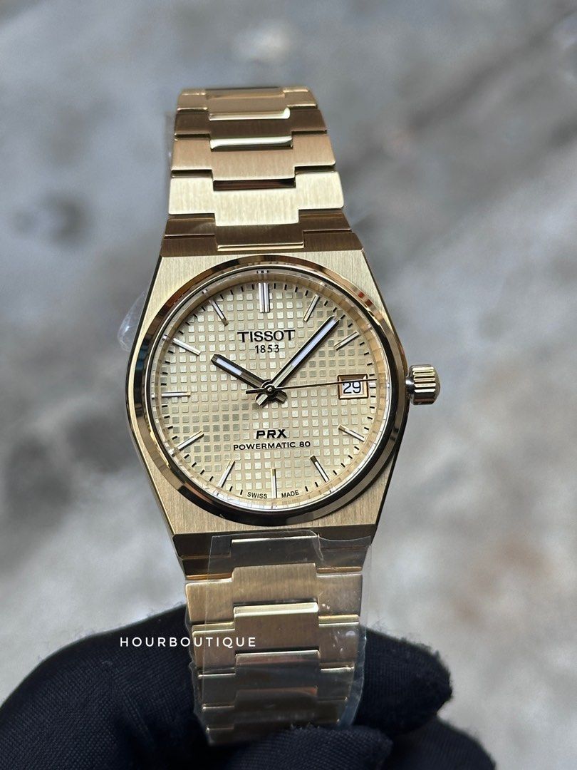 Brand New Tissot PRX 35mm PVD Gold Case Automatic Mens Watch T137.207.33.021.00