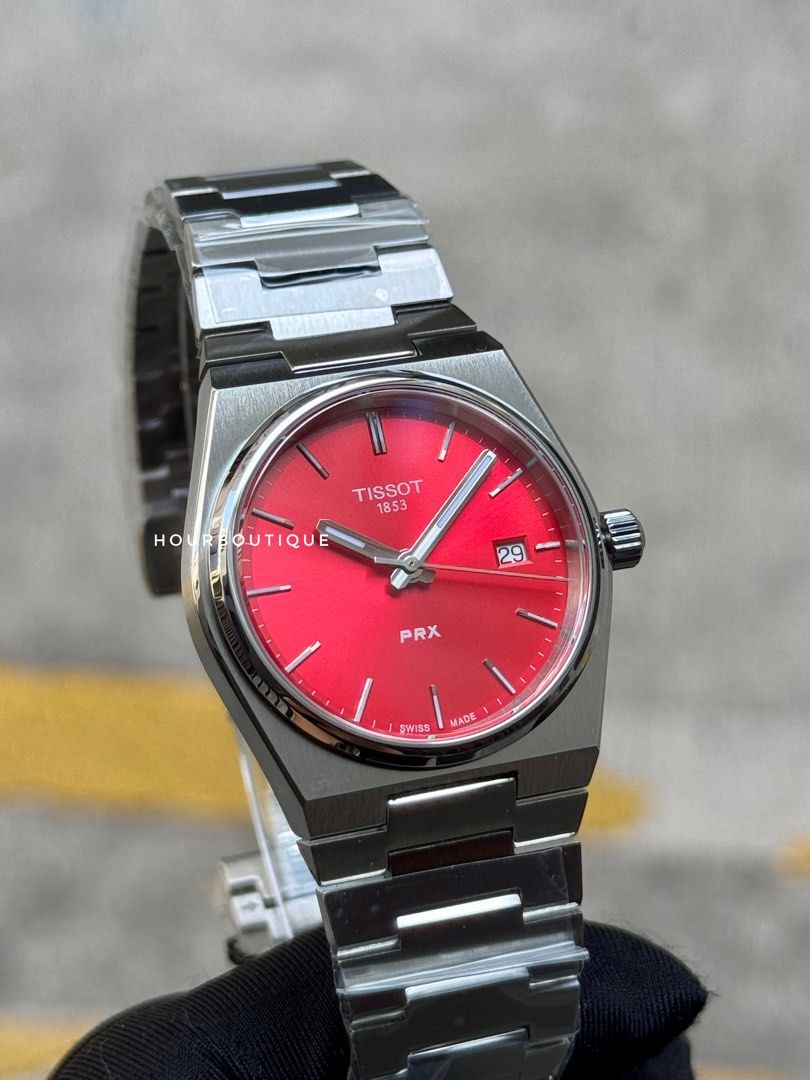 Brand New Tissot Prx 35mm Quartz Sunray Red Dial T137.210.11.421.00