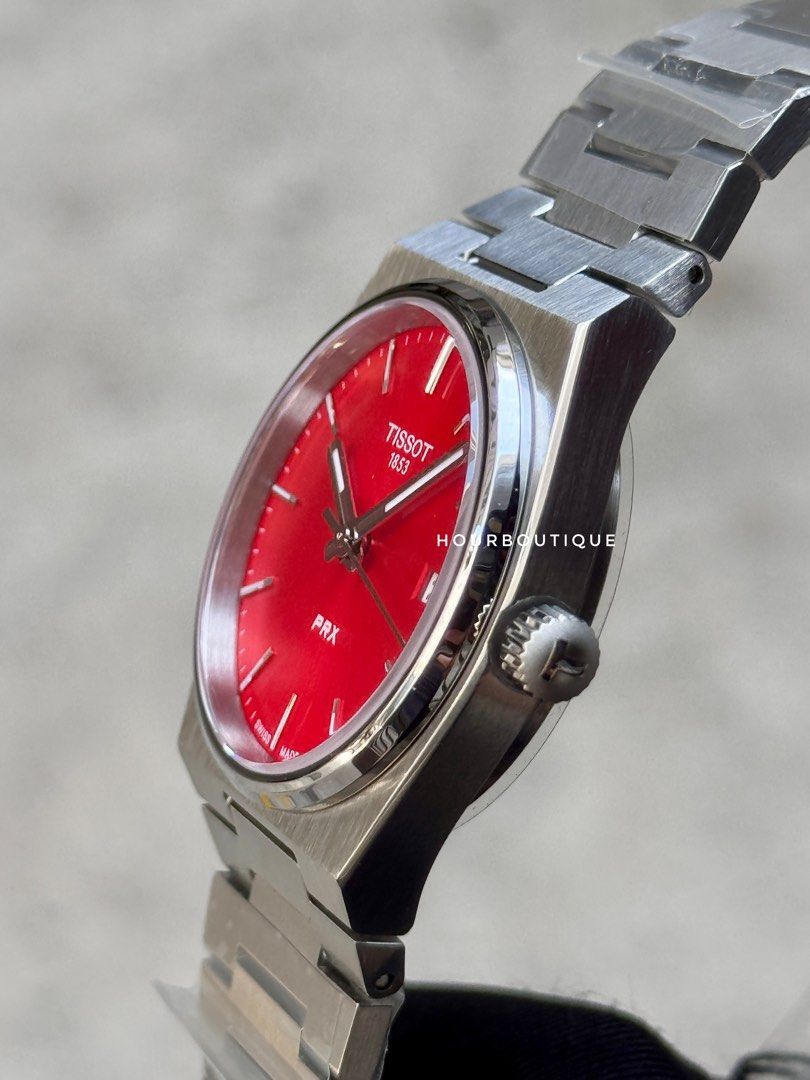 Brand New Tissot Prx 35mm Quartz Sunray Red Dial T137.210.11.421.00