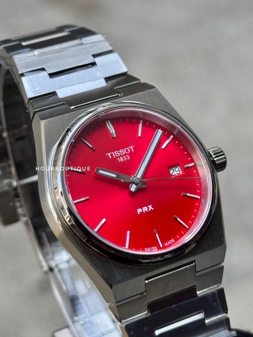 Brand New Tissot Prx 35mm Quartz Sunray Red Dial T137.210.11.421.00