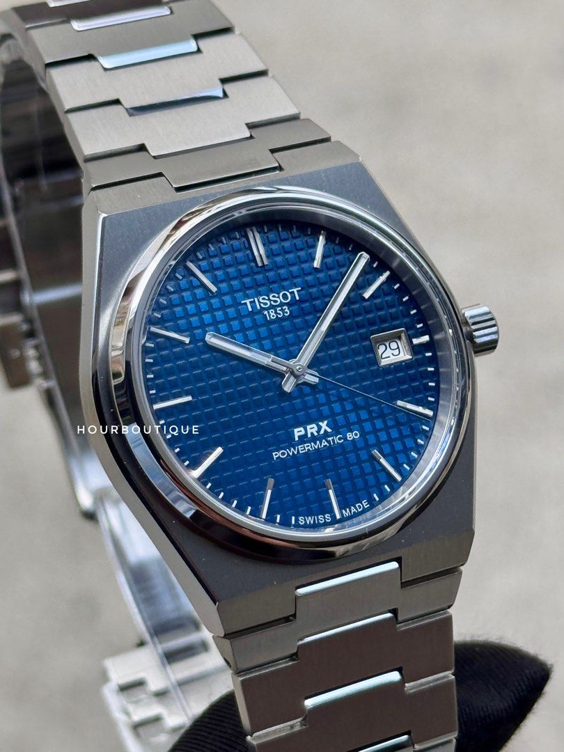Brand New Tissot PRX 38mm Titanium Blue Dial Powermatic 80 Watch T136.807.44.041.00