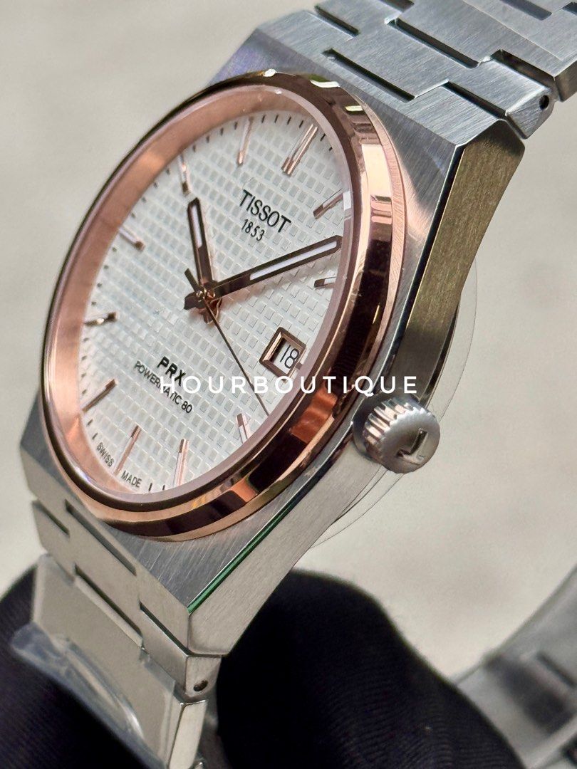 Brand New Tissot PRX 40 White Dial Rose Gold Bezel Powermatic 80 Watch T137.407.21.031.00