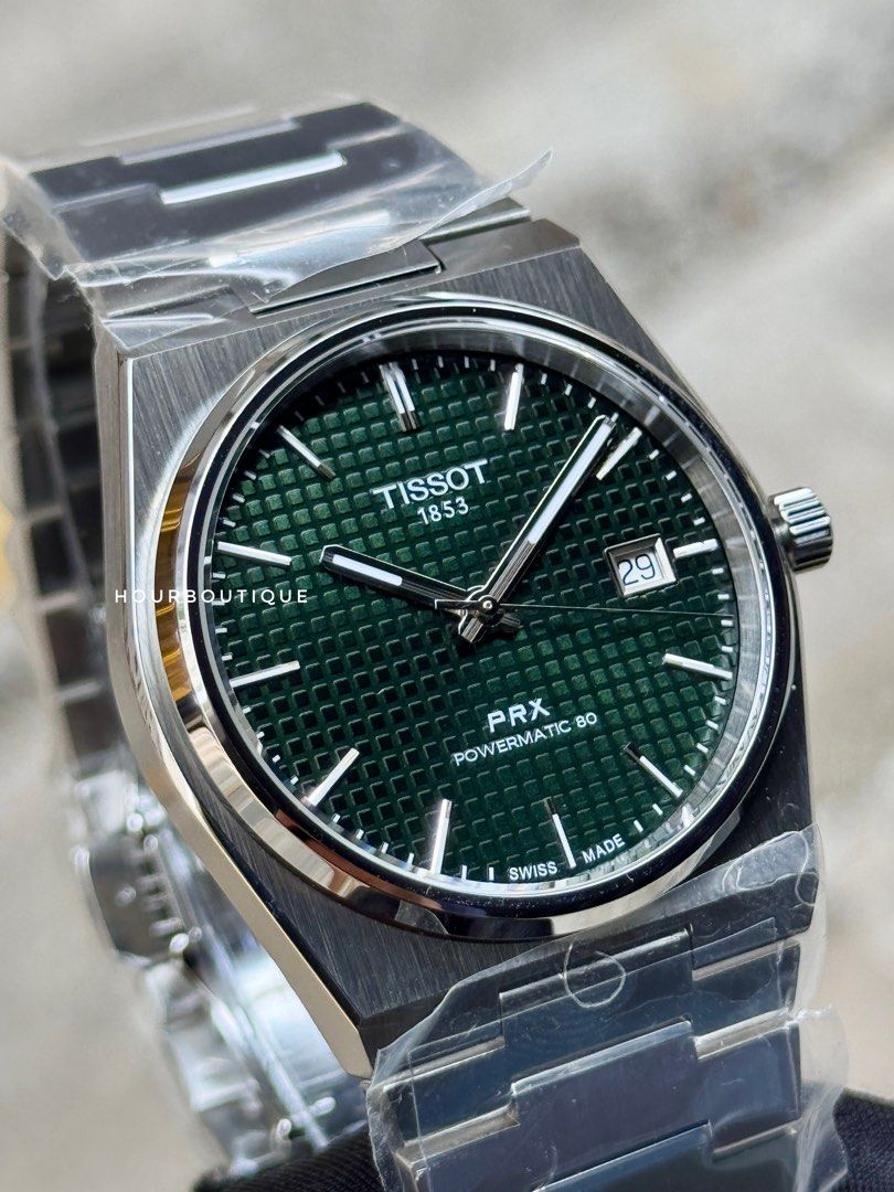 Brand New Tissot PRX Greem Waffle Dial Powermatic 80 Swiss Made Watch T137.407.11.091.00
