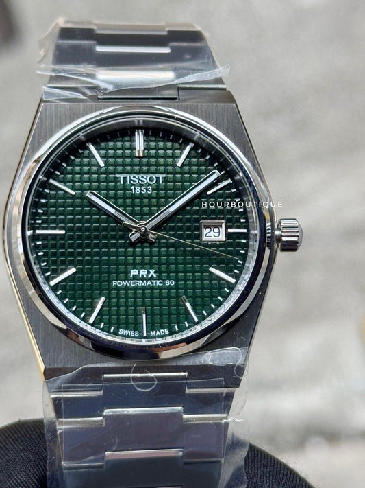 Brand New Tissot PRX Greem Waffle Dial Powermatic 80 Swiss Made Watch T137.407.11.091.00