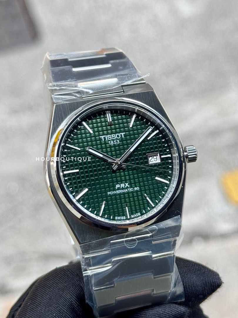 Brand New Tissot PRX Greem Waffle Dial Powermatic 80 Swiss Made Watch T137.407.11.091.00