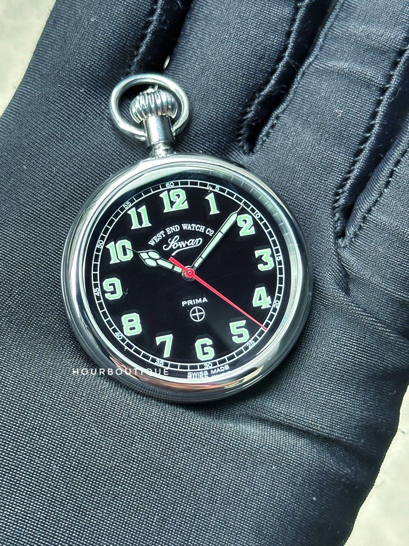 Brand New West End Watch Company Black Dial Swiss Made Quartz Pocket Watch