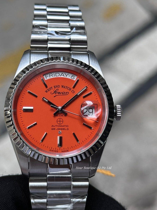 Brand New WESTEND Watch Company Matt Orange Dial Swiss Made Automatic Watch