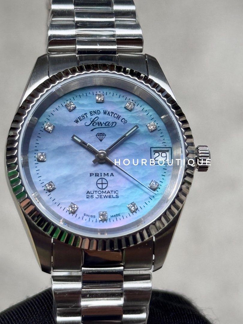 Brand New WestEnd Watch Company 32mm Swiss Made Purple Pearl Dial with Diamonds Automatic Watch