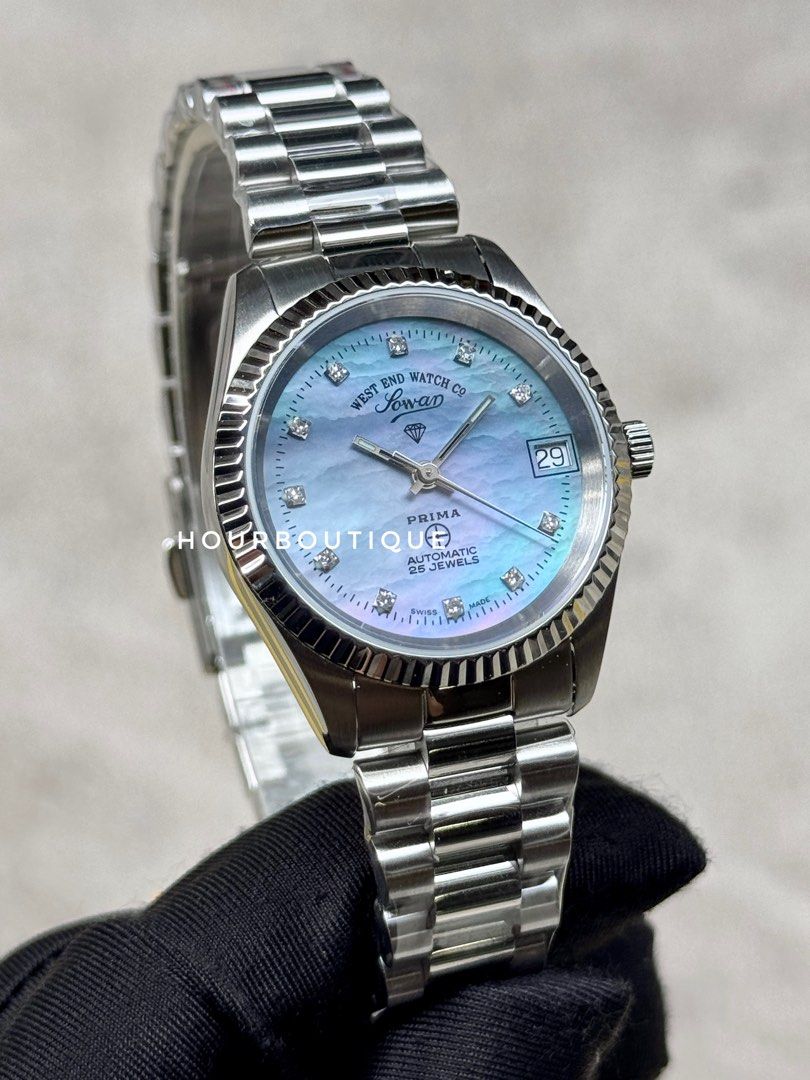 Brand New WestEnd Watch Company 32mm Swiss Made Purple Pearl Dial with Diamonds Automatic Watch