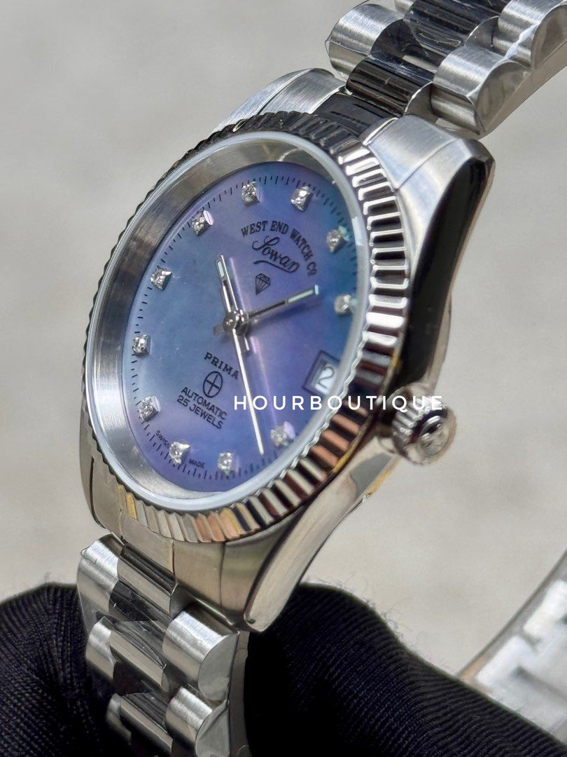 Brand New WestEnd Watch Company 32mm Swiss Made Purple Pearl Dial with Diamonds Automatic Watch