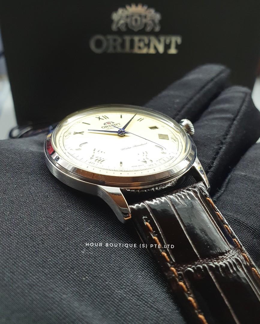 Brand New 100% Authentic Orient Bambino White Dial Rose Gold Index Men's Automatic Dress Watch AC00008W