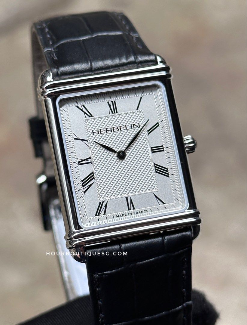 Michel Herbelin Art Deco Rectangular Roman Index Men's Quartz Watch