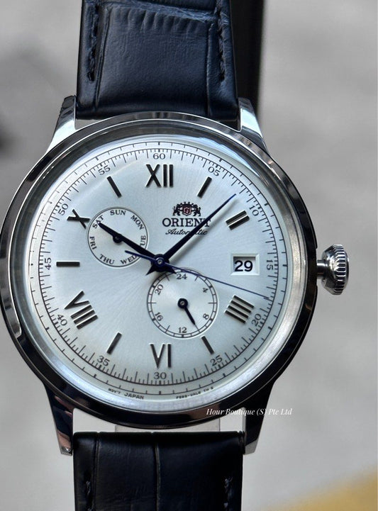 Orient Bambino Day Date White Dial Automatic Dress Watch RA-AK0701S