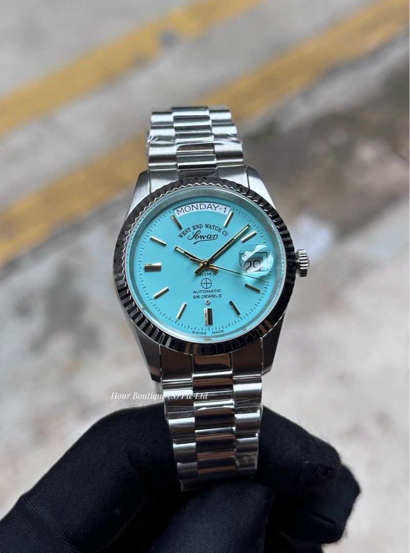 Westend Watch Co. Day Date Mint Blue Automatic Swiss Made Watch