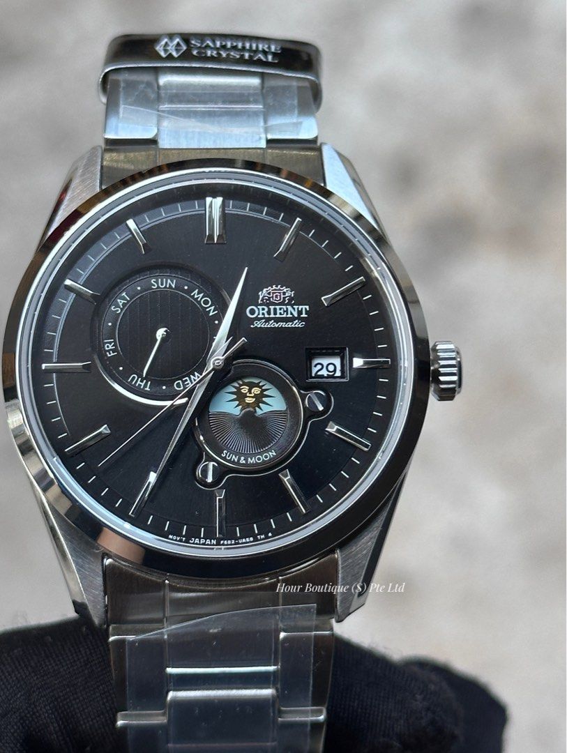Brand New Orient Sun & Moon Black Dial Men's Automatic Watch RA-AK0307B