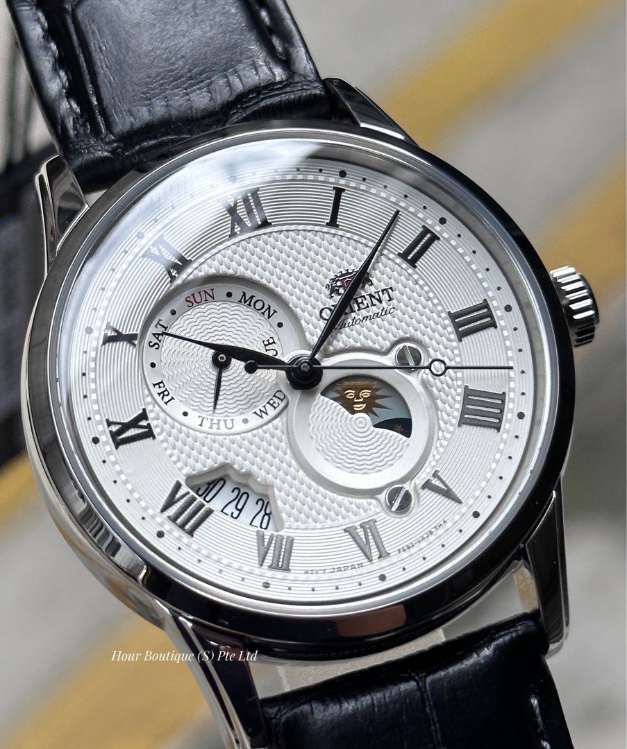 Brand New Orient Sun & Moon White Dial Men's Automatic Dress Watch RA-AK0008S