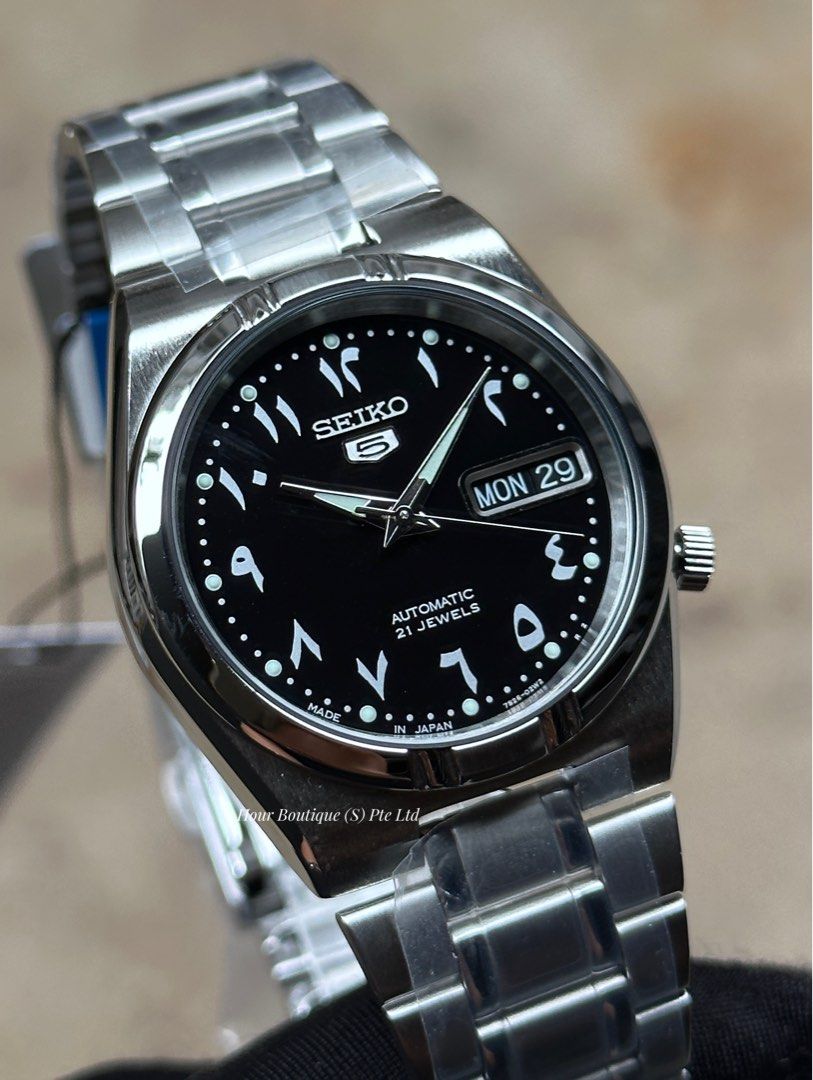 Brand New Seiko 5 Arabic Black Dial Mid Size Automatic Watch