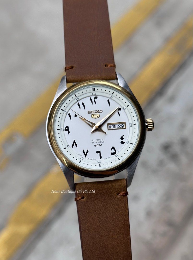 Seiko 5 automatic sales 21 jewels leather strap
