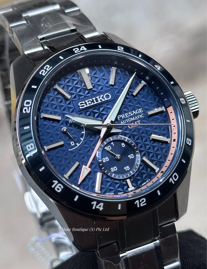 Brand New Seiko Presage Sharp Edged Automatic GMT Blue Dial Watch SPB217J1 SARF001