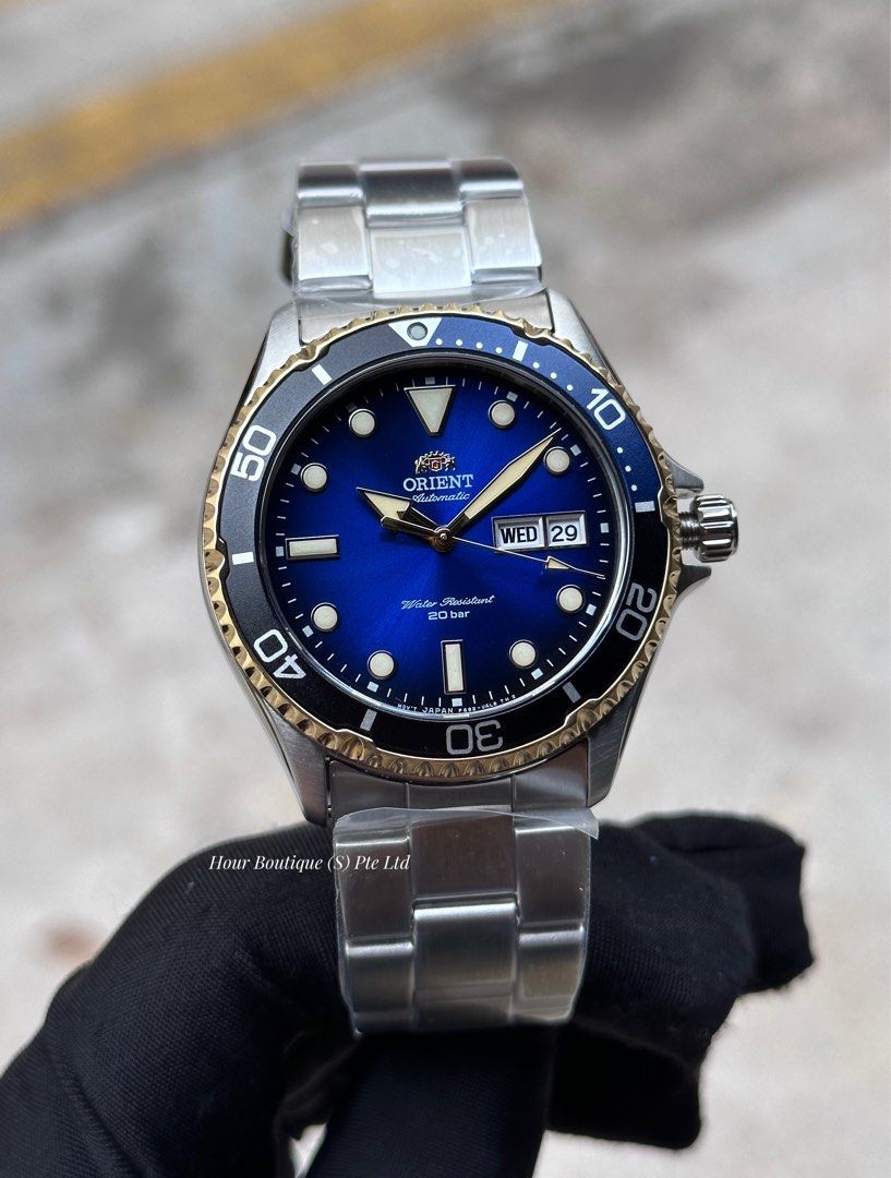 Orient Kamasu Limited Edition Blue Dial Gold Bezel Men's Automatic Divers Watch RA-AA0815L